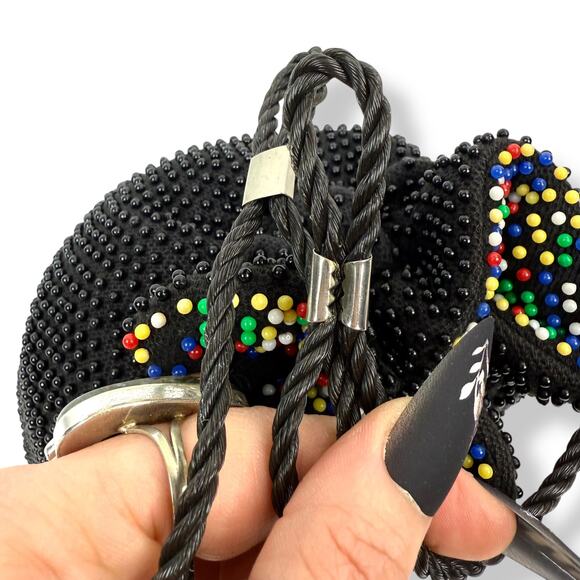 1960's rainbow beaded reversible pouch purse bag - Picture 10 of 16